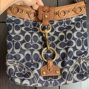 COACH BAG: Barely worn Blue and Brown Leather bag